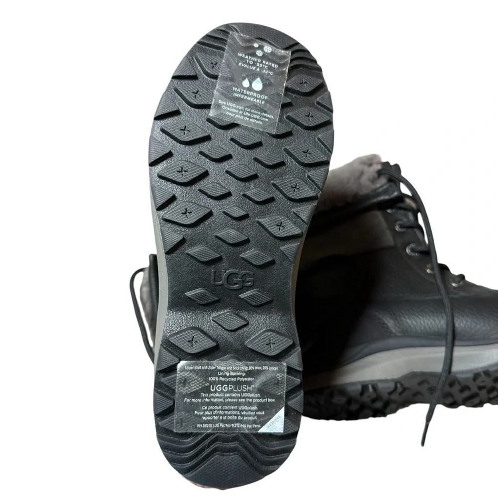 NEW Ugg Women’s Adirondack III Waterproof Fur Boot in Black/Grey Size 5